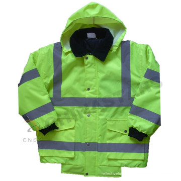 EN ISO 20471: 2013 y ANSI / ISEA 107-2010 chaqueta de bombardero reflectante impermeable clase 3